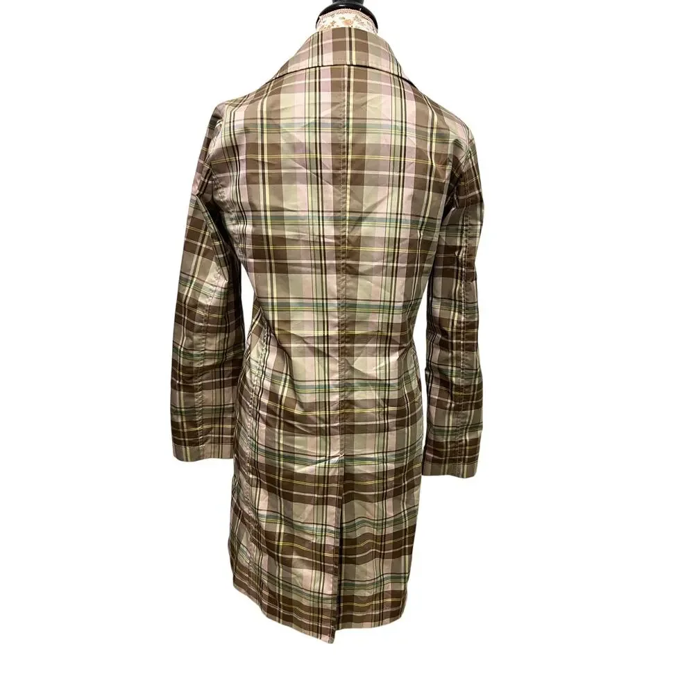 🤎 GAP S Plaid Coat Brown Tan Country Core Vintage Style Lightweight Jacket - Picture 3 of 4